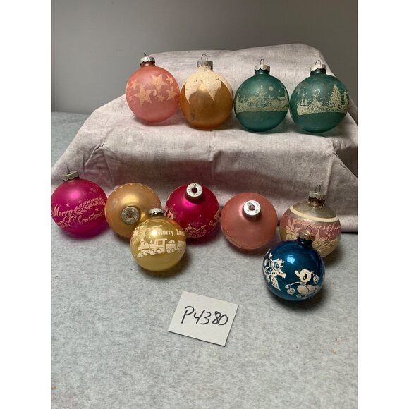 Vintage Christmas Ornament Set Assorted Designs Colors Retro Glass Baubles Holid - Picture 14 of 14